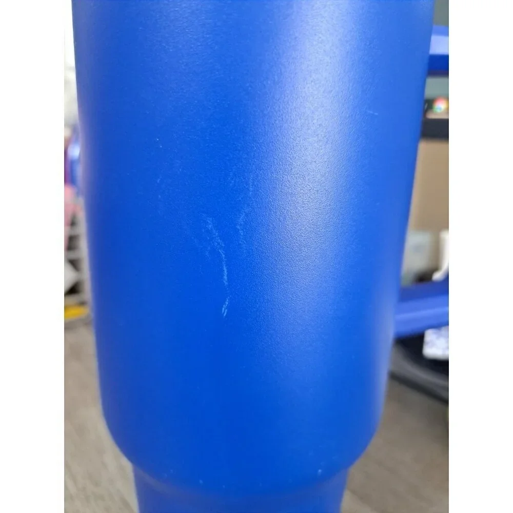 Unbranded 40 Ounce Handled Blue Aluminum Tumbler with Lid No Straw FLAW